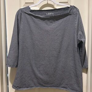 LOFT Women's Navy Striped Top